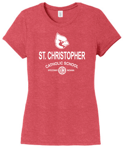 St. Christopher District Made Perfect Tri Ladies T-Shirt - Red Frost